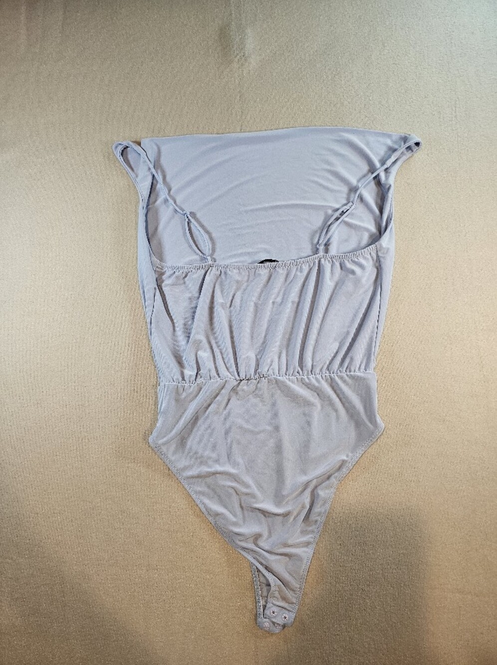 Zara Light Blue Draped Cowl Neck Women's Tank Style Bodysuit Size M - Picture 4 of 6